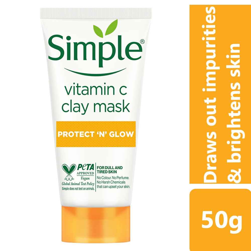 Simple Protect N Glow Vitamin C Brighten Clay Mask, 50 gm