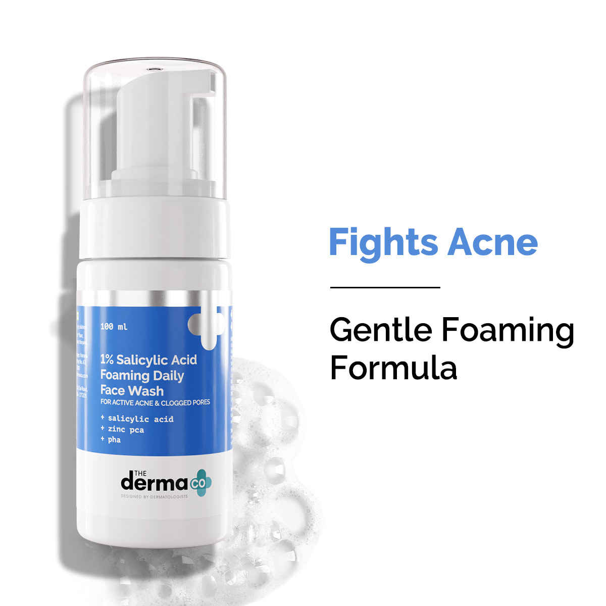 The Derma co. 1% Salicylic Acid Foaming Daily Face Wash with Salicylic Acid,for Active Acne (100 ml)