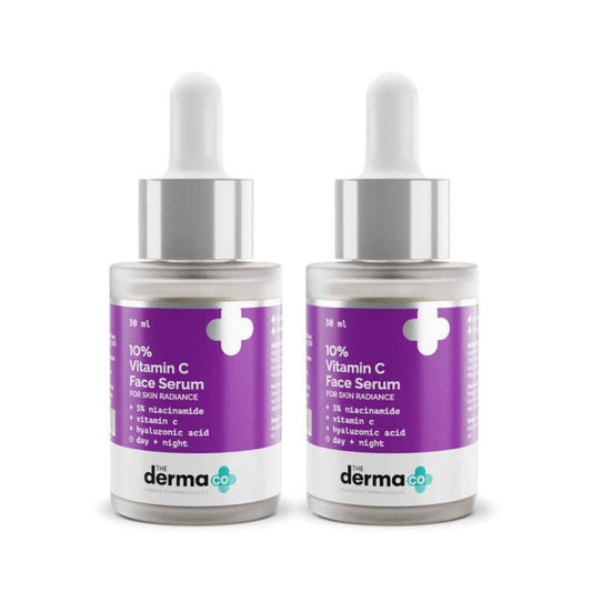 The Derma Co. 10% Vitamin C Face Serum with 5% Niacinamide & Hyaluronic Acid For Skin Radiance - 30ml*2 Pack of 2