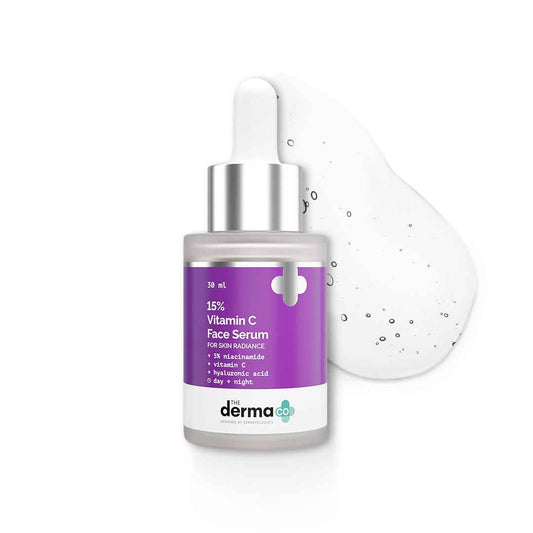 The Derma Co. 15% Vitamin C Face Serum For Skin Radiance | 5% Niacinamide & Hyaluronic Acid | Non Irritating, Non Sticky |Brightening Serum for Dull Skin|For Men and Women -30 ml