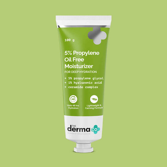 The Derma co. 5% Propylene Oil Free Moisturizer with with Propylene Glycol & Hyaluronic Acid for Oil-Free Hydration - 100 gm