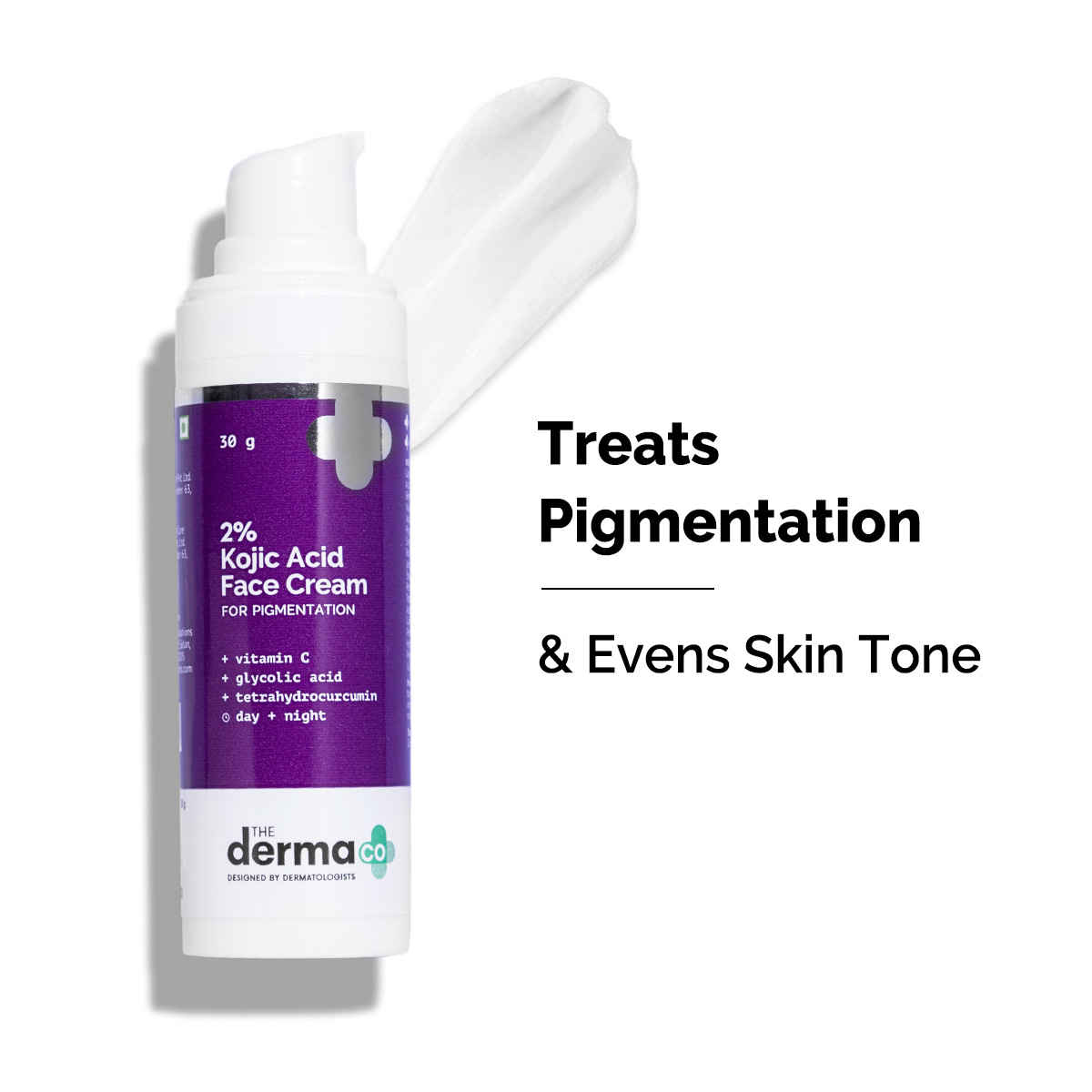 The Derma Co 2% Kojic Acid Cream | Reduces Dark Spots, Pigmentation & Blemishes | Evens Skin Tone | For Men & Women | 30 gm