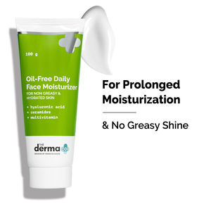 The Derma Co. Oil-Free Daily Face Moisturizer With Hyaluronic Acid, Ceramides & Multivitamins for Non-Greasy & Hydrated Skin - 100 gm