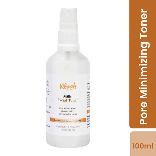 Vilvah Store Milk Face Toner | Minimizes Pores and Hydrates Skin | Balances & Restores Skin's pH Levels | For All Skin Types, 100 ml (Pack of 1)