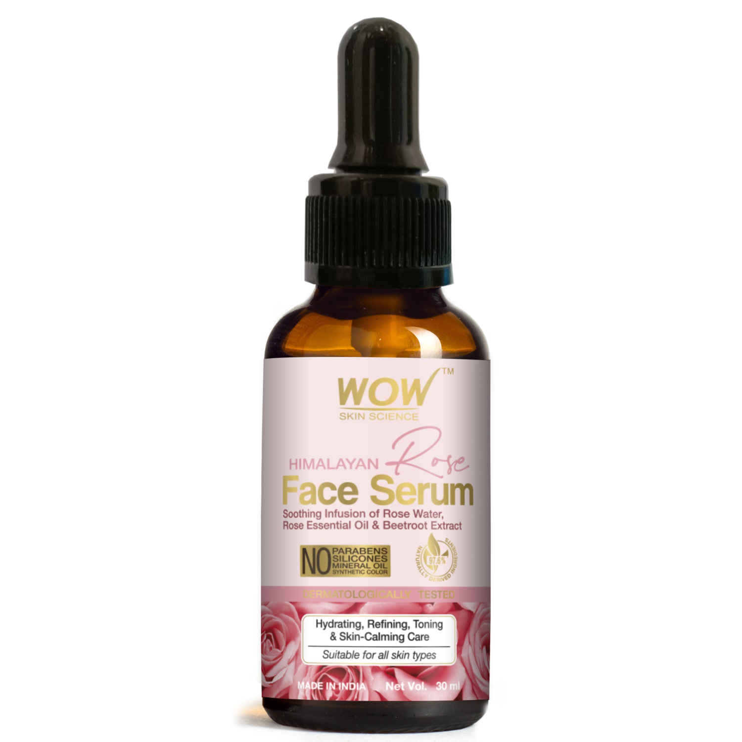 WOW Skin Science Himalayan Rose Face Serum - with Rose Water, Rose Essential Oil & beetroot Extract - for Hydrating & Toning Skin - No Mineral Oil, Parabens, Silicones & Synthetic Color - 30 ml