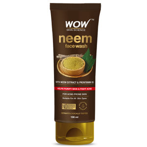 WOW Skin Science Neem Pimple Control Face Wash - Unclogs Pores & Exfoliates Dead Cells- 100 ml