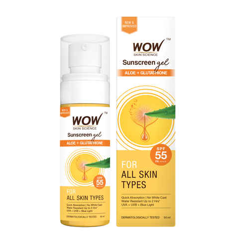 WOW Skin Science Sunscreen Gel For All Skin Types | SPF 55 PA++++ |50 ml