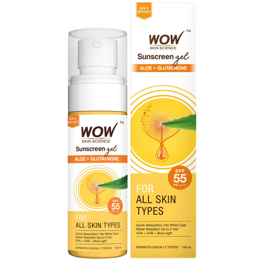 WOW Skin Science Sunscreen Matte Finish - SPF 55 PA+++ - Very High Broad Spectrum - UVA &UVB Protection - Quick Absorb - No Parabens, Silicones, Mineral Oil, Oxide, Color & Benzophenone - 100mL